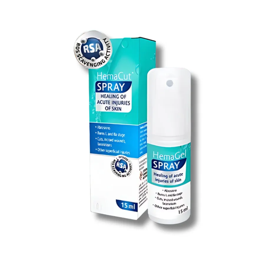 Xịt hỗ trợ điều trị vết thương hở và giảm sẹo Hemacut Spray 15ml