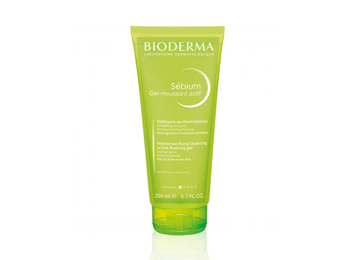 Sữa rửa mặt chuyên sâu cho da dầu mụn - Bioderma Sébium Gel Moussant Actif 200 mL
