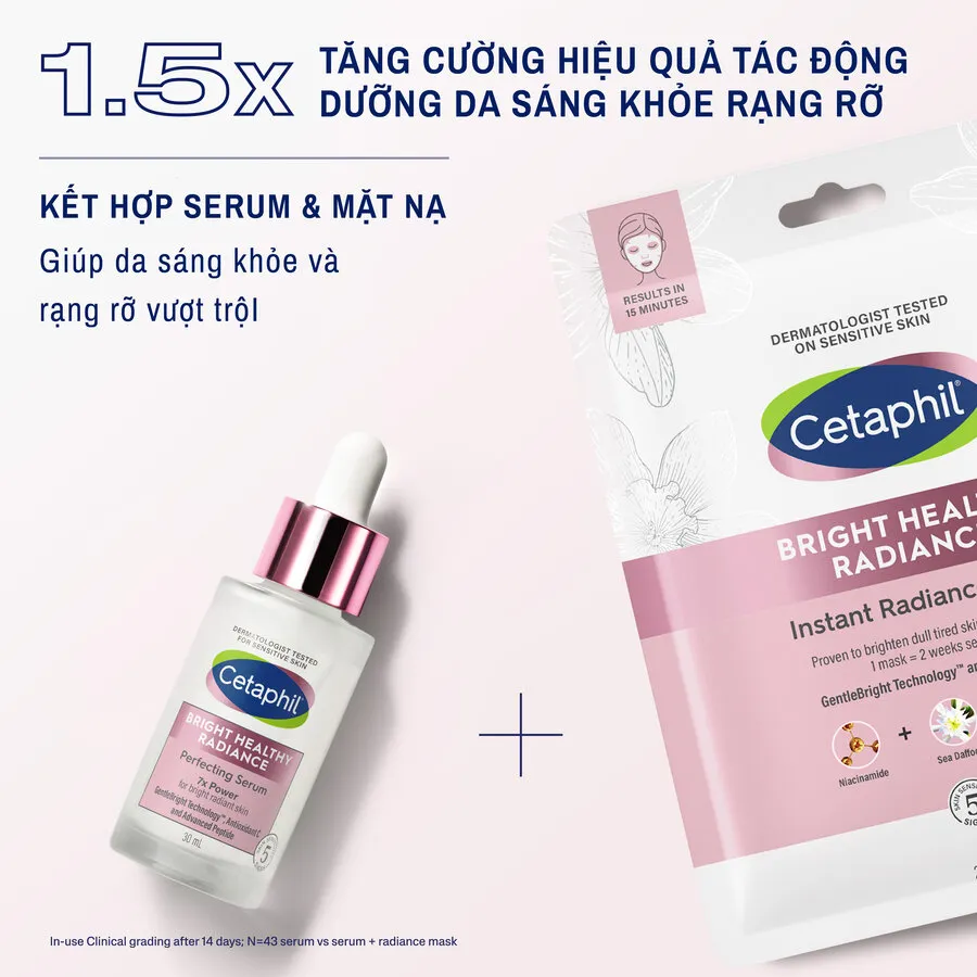 Mặt nạ dưỡng ẩm sáng da cho da nhạy cảm - Cetaphil Bright Healthy Radiance - Hộp 6 miếng